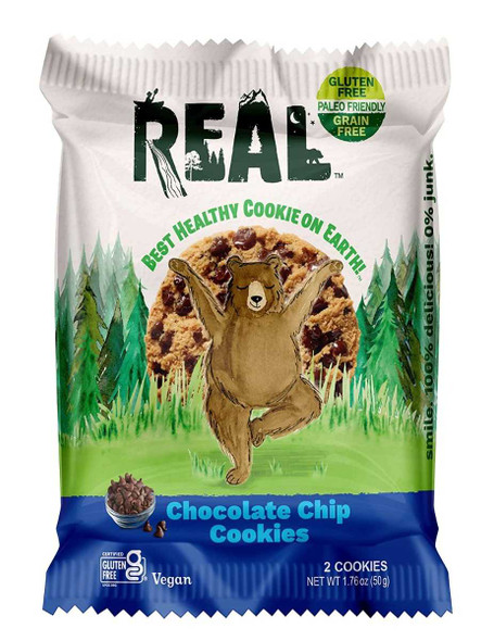 REAL COOKIES: Chocolate Chip Cookies 2 Count, 1.76 oz New