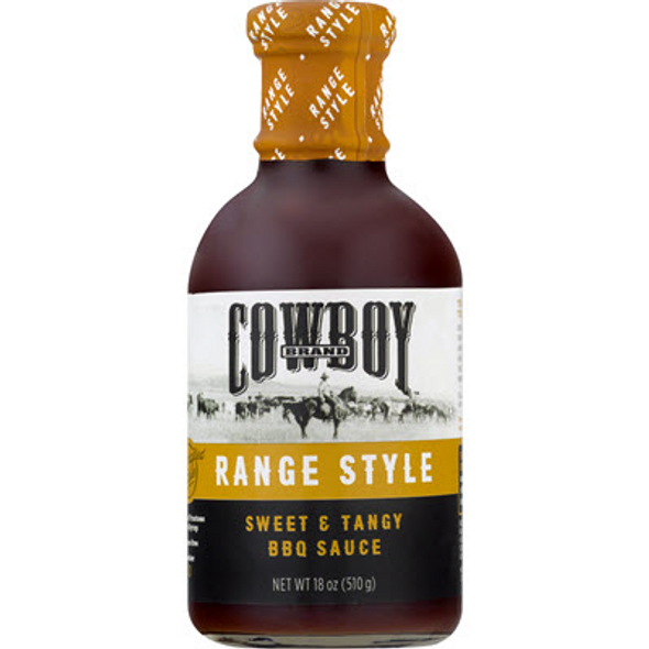 COWBOY CHARCOAL: Range Style Sweet & Tangy BBQ Sauce, 18 oz New