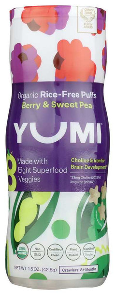 YUMI: Berry Sweet Pea Organic Meltable Puff, 1.5 oz New