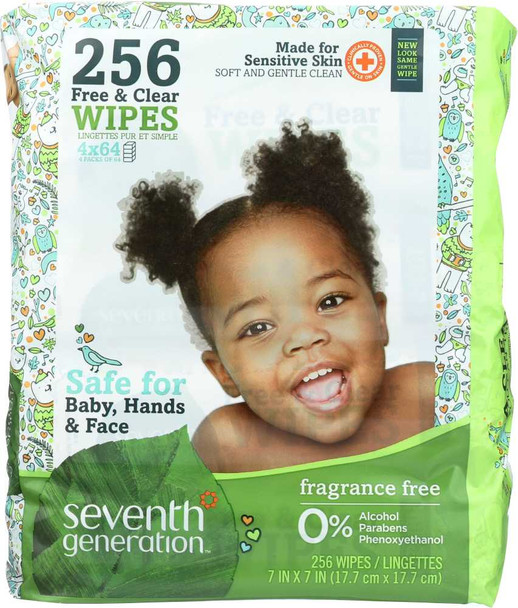 SEVENTH GENERATION: Baby Free and Clear Wipes Refill, 256 Wipes New