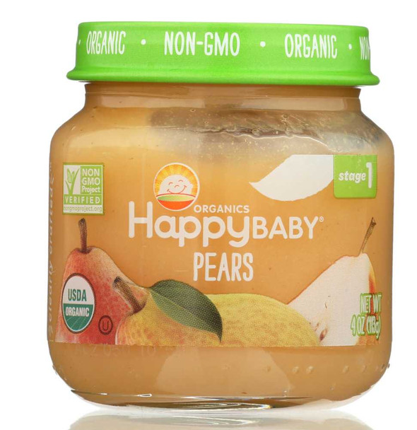 HAPPY BABY: Stage 1 Pears Baby Snack in Jar, 4 oz New