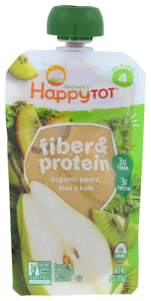 HAPPY BABY: Fiber & Protein Pears, Kiwi & Kale, 4 oz New