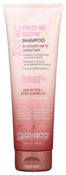 GIOVANNI COSMETICS: 2Chic Frizz Be Gone Shampoo Shea Butter & Sweet Almond Oil, 8.5 oz New