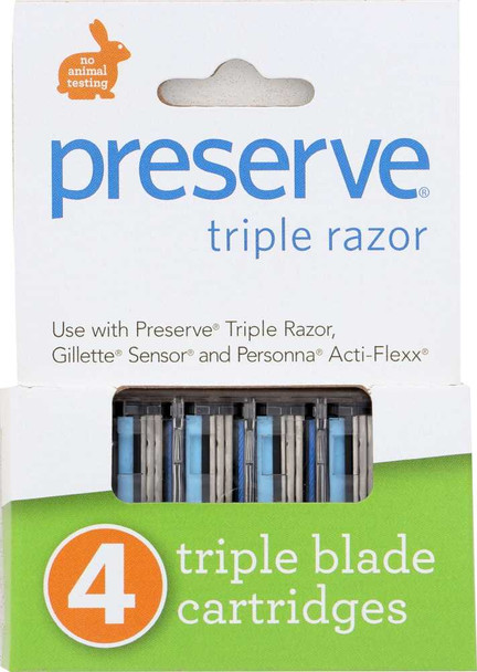 PRESERVE: Razor Blade Replacement Triple Blade 4 Cartridge, 1 ea New