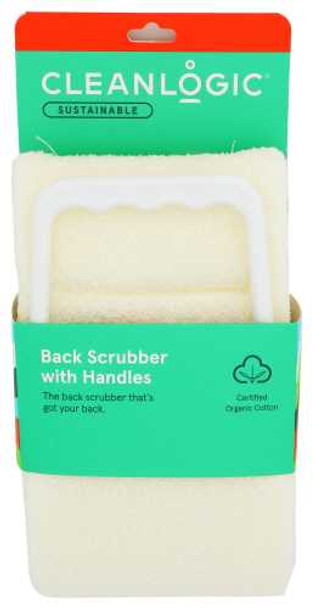 CLEANLOGIC: Scrubber Back With Handle Exfoliating, 1 ea New