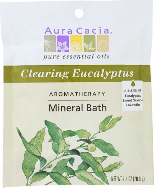 AURA CACIA: Aromatherapy Mineral Bath Clearing Eucalyptus, 2.5 Oz New