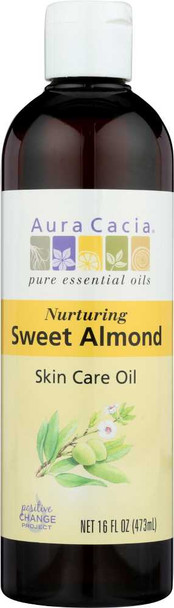 AURA CACIA: Natural Skin Care Oil with Vitamin E Nurturing Sweet Almond, 16 Oz New