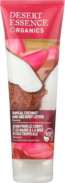 DESERT ESSENCE: Organics Hand and Body Lotion Tropical Coconut, 8 oz New