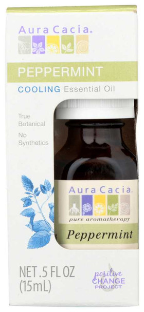 AURA CACIA: Peppermint Cooling Essential Oil, 0.5 oz New