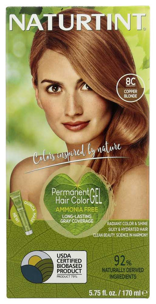 NATURTINT: Permanent Hair Color 8C Copper Blonde, 5.28 oz New
