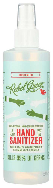 REBEL GREEN: Sanitizer Hand Unscented, 8 oz New