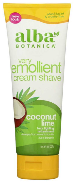 ALBA BOTANICA: Very Emollient Cream Shave Coconut Lime, 8 oz New