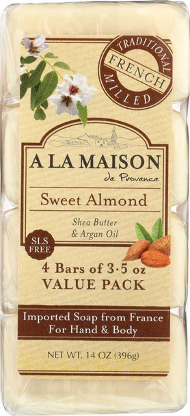 A LA MAISON: Sweet Almond Bar Soap Value Pack, 14 oz New