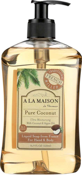 A LA MAISON DE PROVENCE: Hand & Body Liquid Soap Pure Coconut, 16.9 oz New
