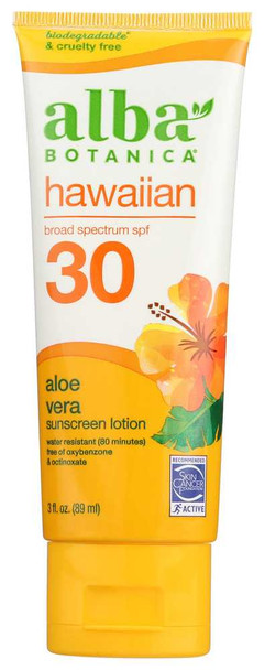 ALBA BOTANICA: Natural Hawaiian Sunscreen SPF 30, 4 oz New