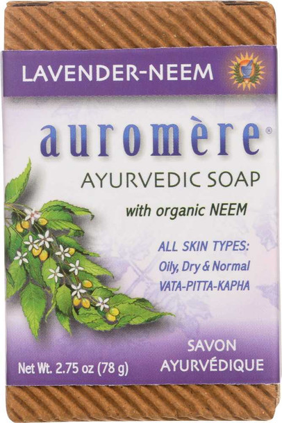 AUROMERE: Lavender Neem Ayurvedic Soap Bar, 2.75 oz New