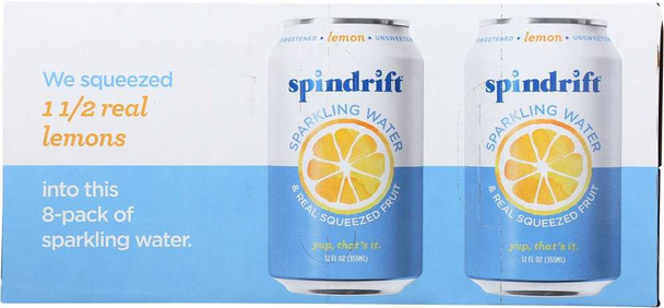 SPINDRIFT: Lemon Sparkling Water 8 Pack, 96 fo New