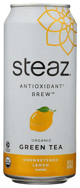 STEAZ: Organic Iced Green Tea Unsweetened with Lemon, 16 oz New