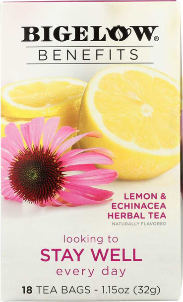 BIGELOW: Benefits Lemon and Echinacea Herbal Tea 18 Bags, 1.15 oz New