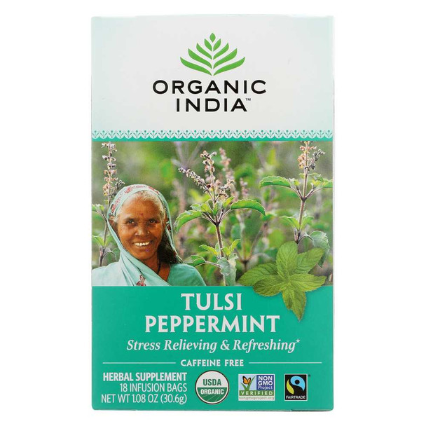 ORGANIC INDIA: Tea Tulsi Peppermint, 18 bg New