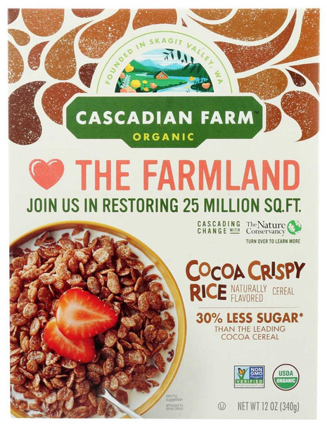 CASCADIAN FARM: Cocoa Crispy Rice Cereal, 12 oz New