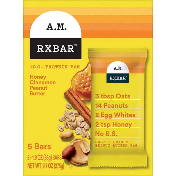RXBAR: Bar Honey Cinnamon Peanut Butter 5 Bars, 9.7 OZ New