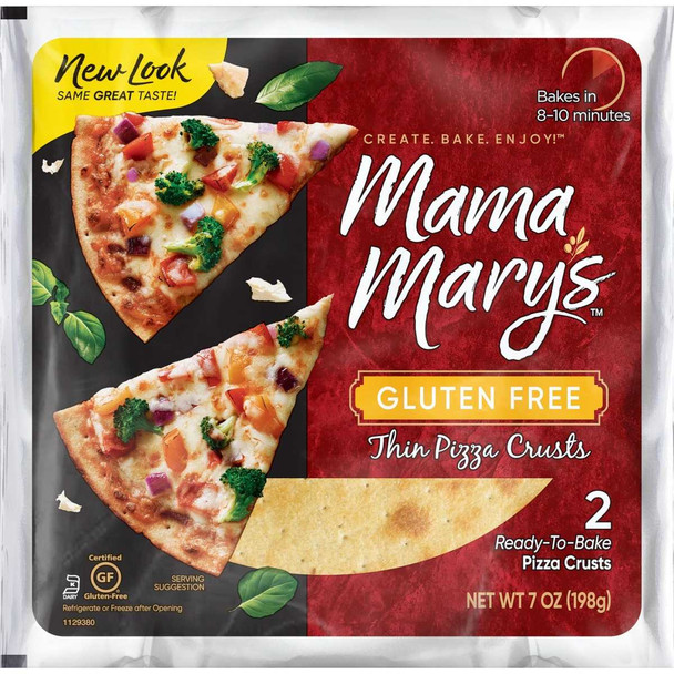 MAMA MARYS: 7 In Gluten Free Pizza Crust 2 Count, 7 oz New