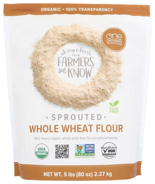 ONE DEGREE: Flour Whole Wheat Sprouted Organic, 80 oz New
