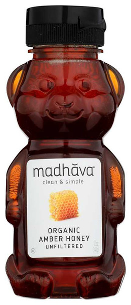 MADHAVA HONEY: Organic Honey Bear, 12 oz New