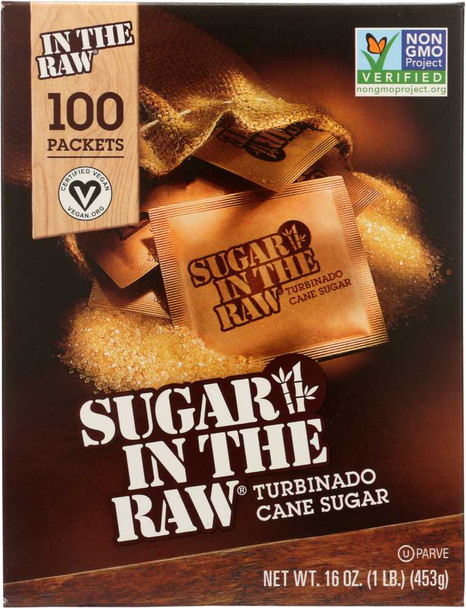 SUGAR IN THE RAW: Natural Cane Sugar 100 Packets, 16 oz New