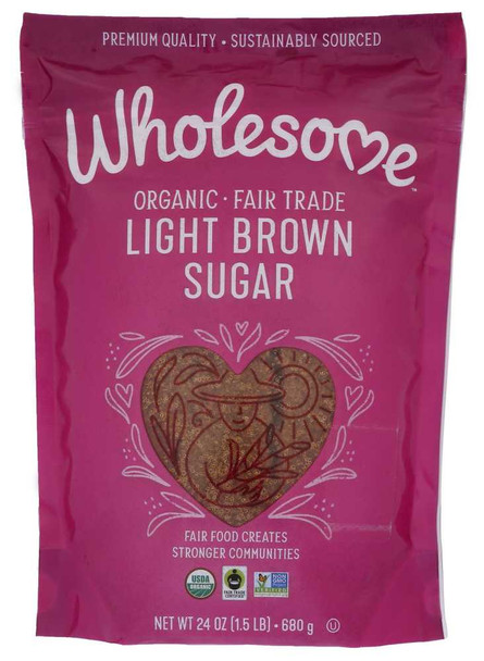 WHOLESOME SWEETENERS: Organic Light Brown Sugar, 24 oz New