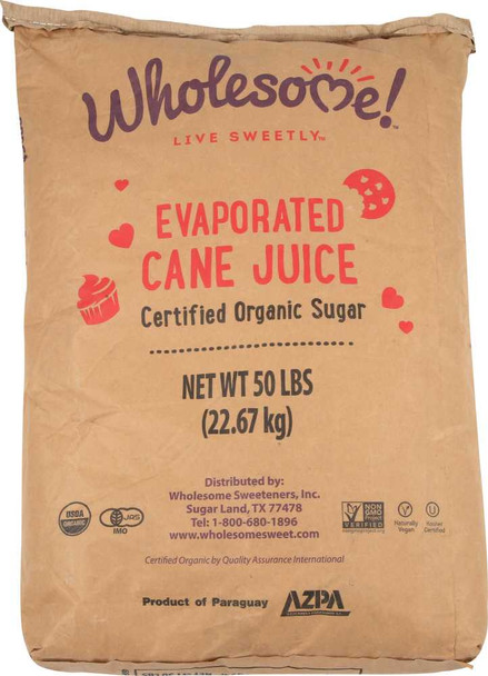 WHOLESOME SWEETENERS: Organic Cane Sugar, 50 lb New