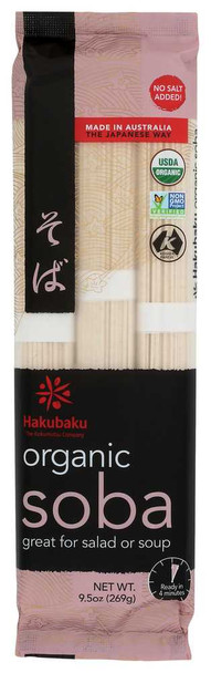 HAKUBAKU: Organic Soba Authentic Japanese Buckwheat Noodles, 9.5 oz New
