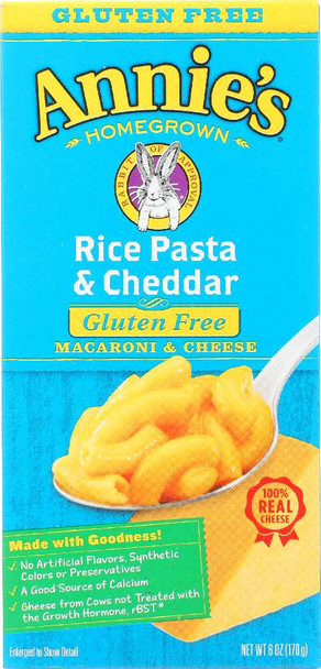 ANNIE'S HOMEGROWN: Gluten Free Rice Pasta and Cheddar Mac and Cheese, 6 oz New