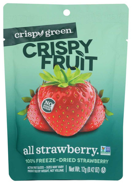CRISPY GREEN: Strawberry Dried Single Serve, 0.42 OZ New