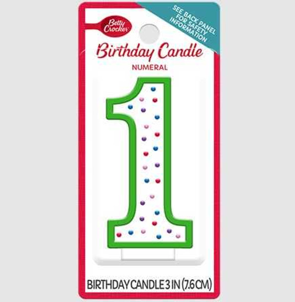 BETTY CROCKER: Birthday Candle Numeral 1, 1 ea New