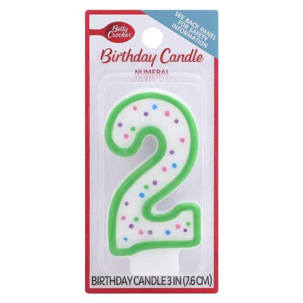 BETTY CROCKER: Birthday Candle Numeral 2, 1 ea New