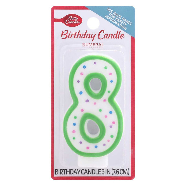 BETTY CROCKER: Birthday Candle Numeral 8, 1 ea New