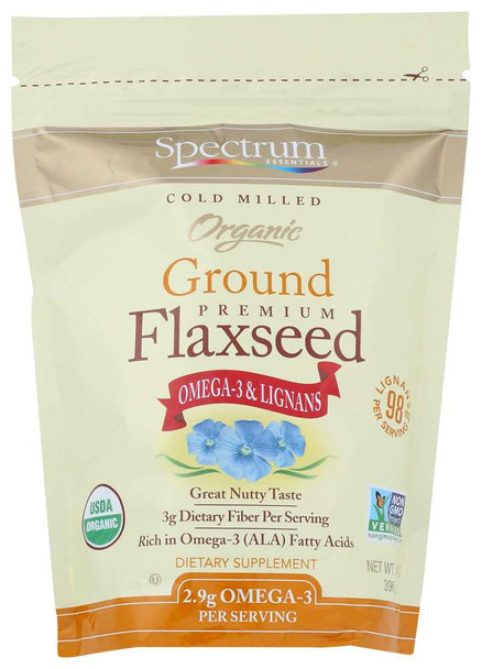 SPECTRUM ESSENTIAL: Organic Ground Premium Flaxseed, 14 oz New
