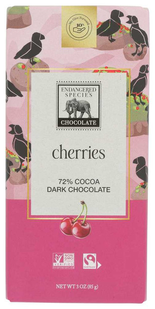 ENDANGERED SPECIES: Vibrant Cherries Dark Chocolate, 3 oz New