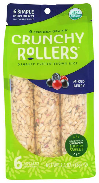 BAMBOO LANE: Organic Crunchy Rice Rollers Pouch Mixed Berry, 2.6 oz New