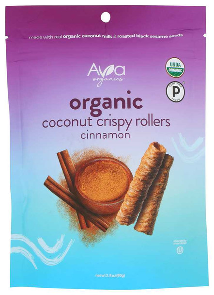AVA ORGANICS: Cinnamon Coconut Crispy Rollers, 2.8 oz New