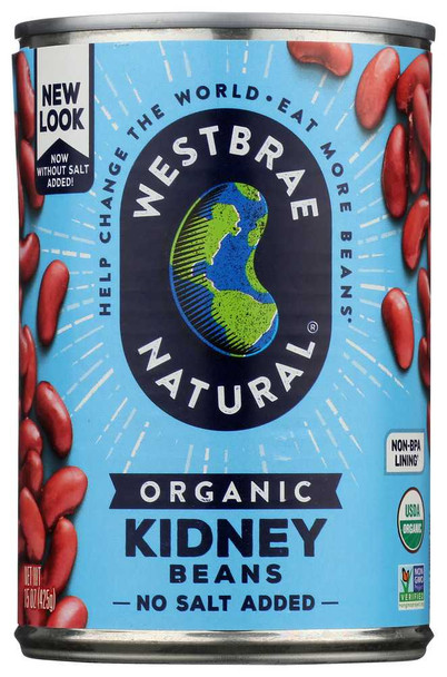 WESTBRAE NATURAL: Vegetarian Organic Kidney Beans, 15 oz New