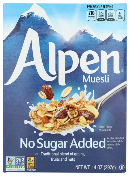 ALPEN: Muesli Cereal No Sugar Added, 14 oz New
