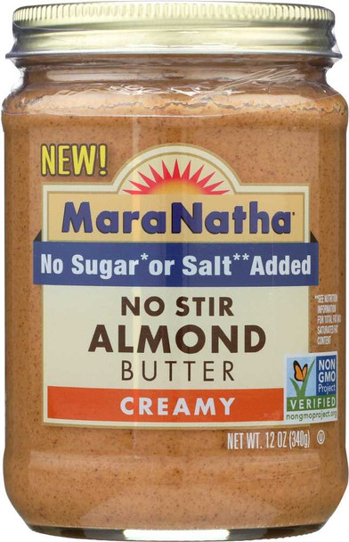 MARANATHA: Almond Butter Creamy No Stir No Salt, 12 oz New