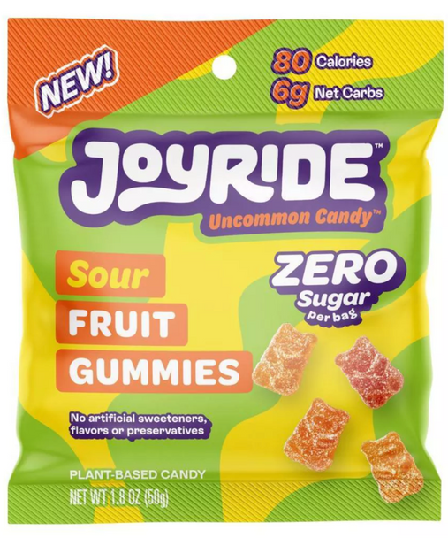 JOYRIDE: Gummies Sour Fruit Zero, 1.8 OZ New