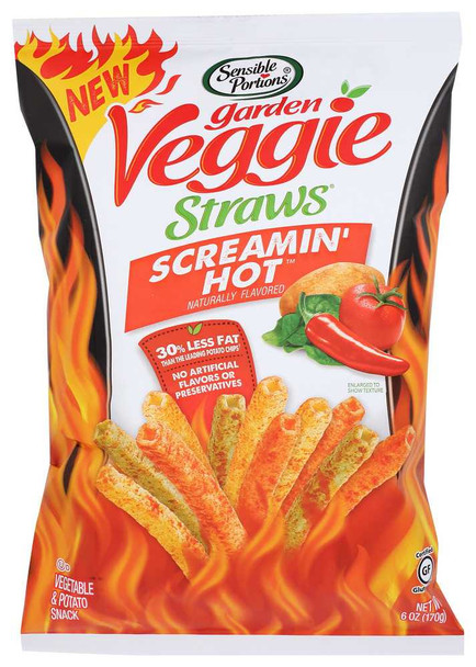 SENSIBLE PORTIONS: Veggie Straws Screamin Hot, 6 oz New