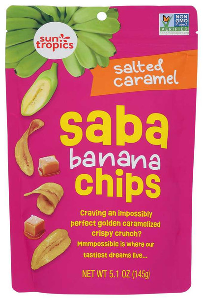 SUN TROPICS: Chips Banana Sltd Caramel, 5.1 OZ New