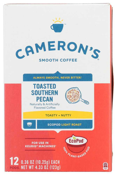 CAMERONS COFFEE: Toasted Pecan Coffee Pods Single Serve, 12 ea New