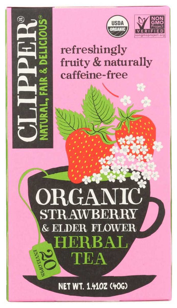 CLIPPER: Organic Strawberry Elderflower Herbal Tea, 1.41 oz New